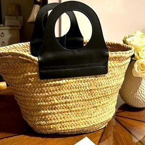 Hereu Tote bag black calf leather handle